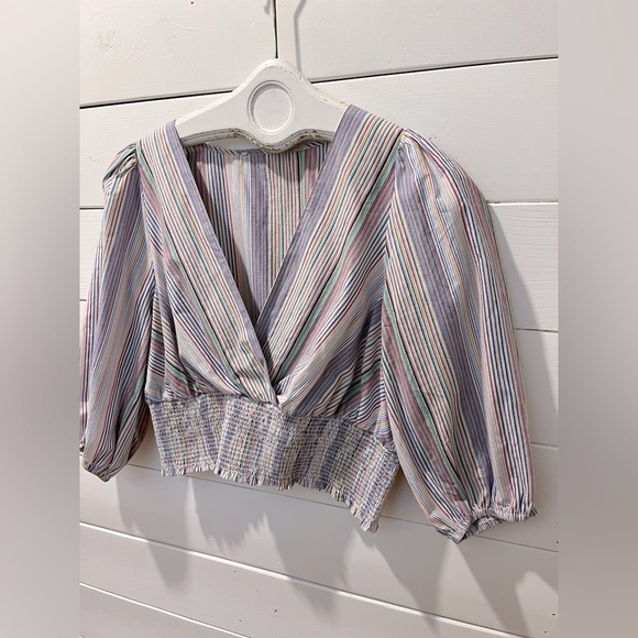 🩷 Striped Cotton Blouse – Multicolor – Size L - Picture 6 of 8